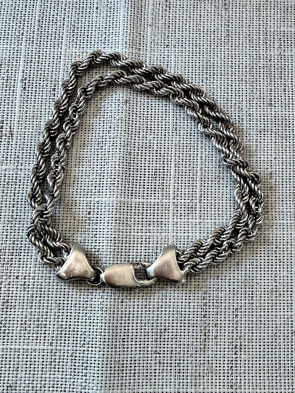 Vintage Italian Sterling Silver Double Strand Rope Chain Bracelet 925 Italy 14g - Picture 2 of 9